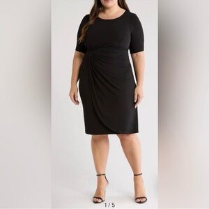 Connected Apparel Black Ruched Sheath Dress - Size 18W